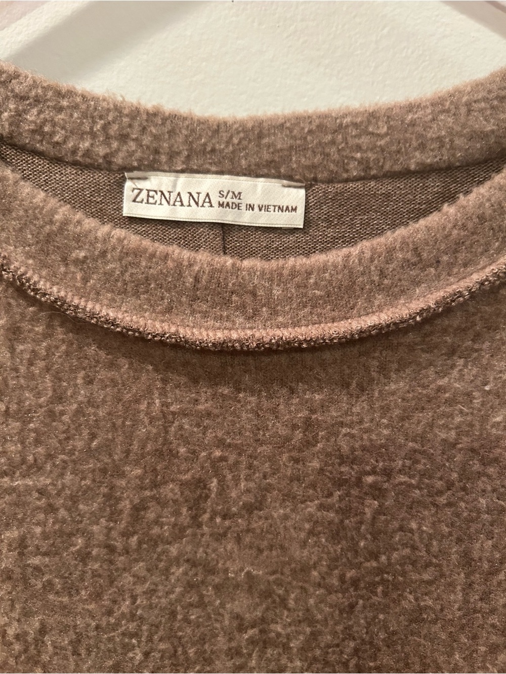 Zenana Brown Plush Crewneck Sweater - Picture 3 of 7
